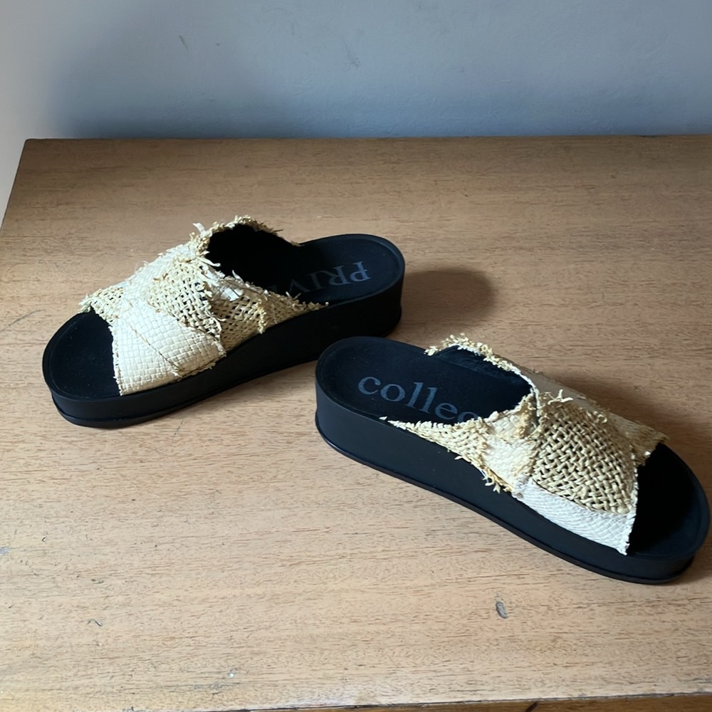 Collection Privee Size 7 Raffia Slip On Sandals - image 2